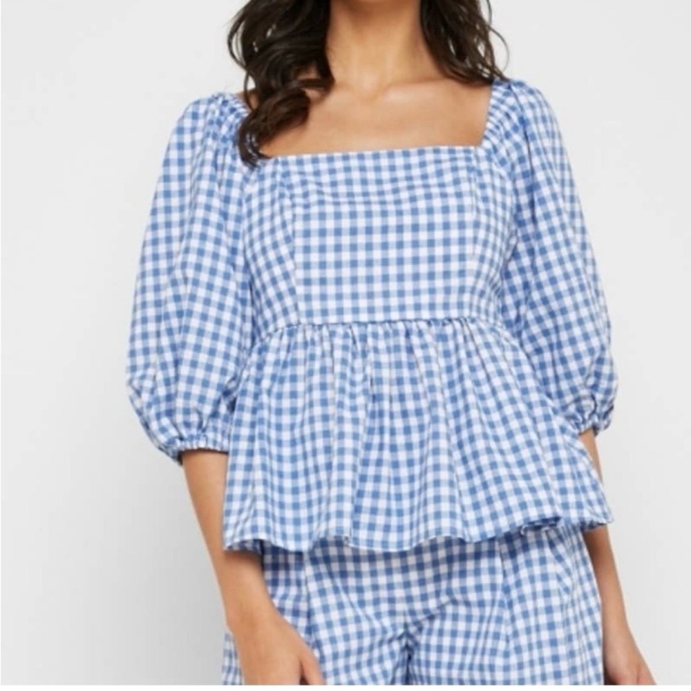 English Factory Blue and White Gingham Two-Piece Set - Picture 3 of 16